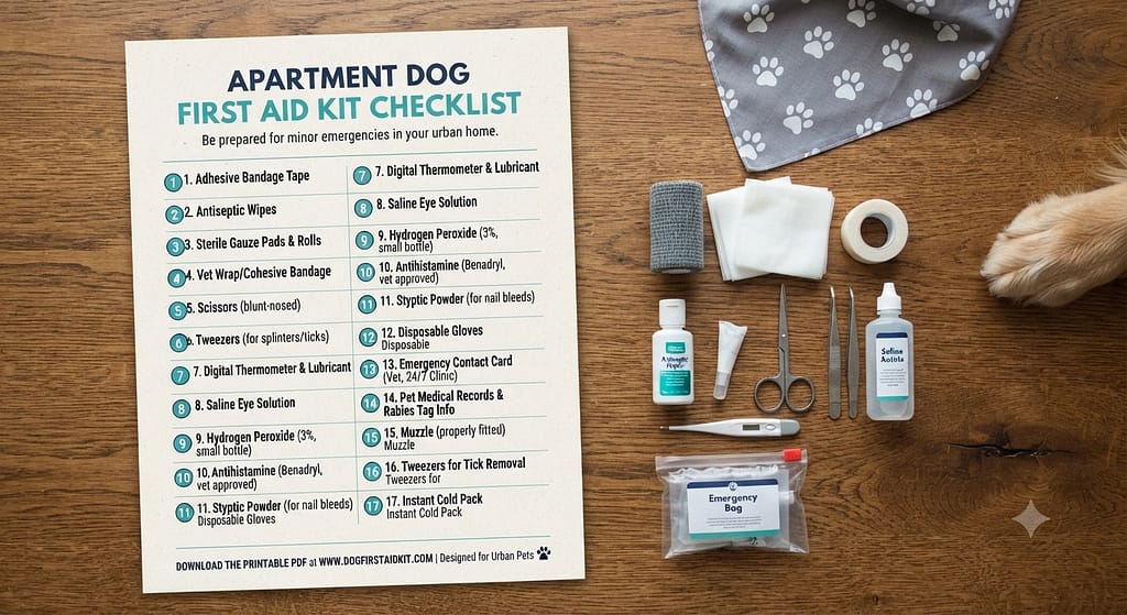 Apartment Dog First Aid Kit Checklist PDF