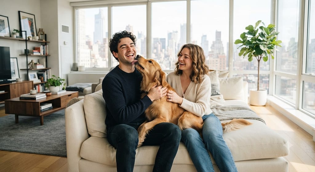 apartment dog and happy family