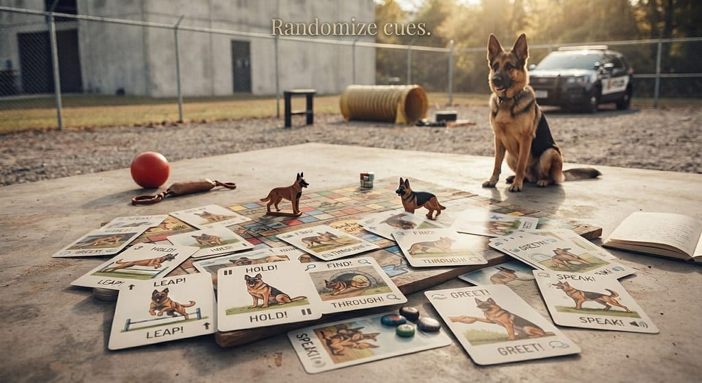 Card game photo Cards with cues. Text: "Randomize cues."