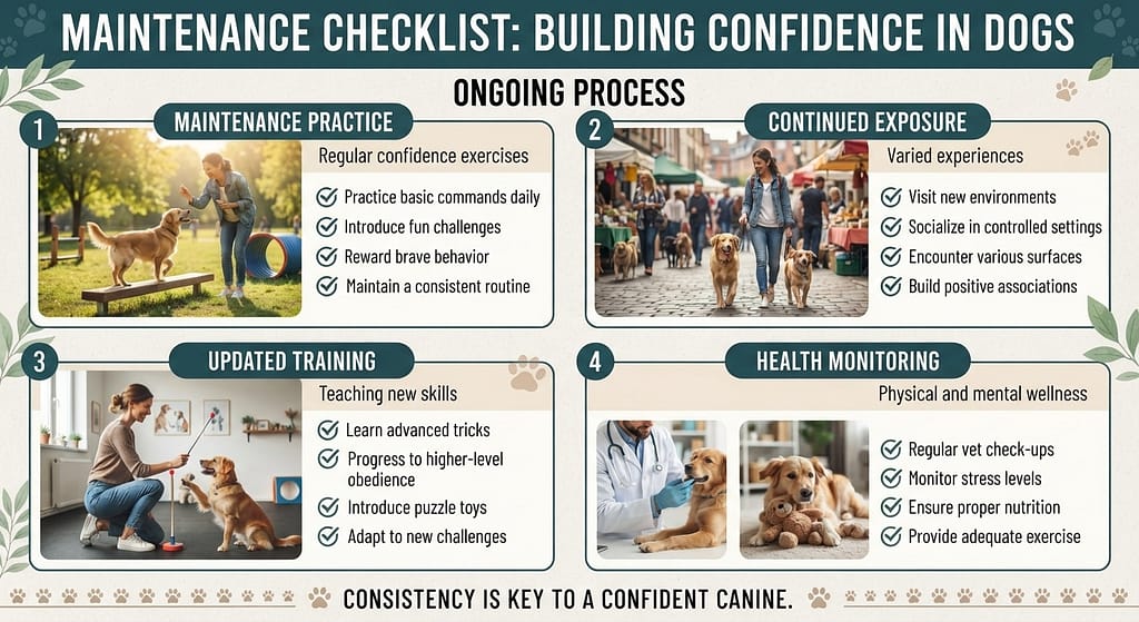 Maintenance checklist Maintenance practice / Continued exposure / Updated training / Health monitoring. Text: "Ongoing process."