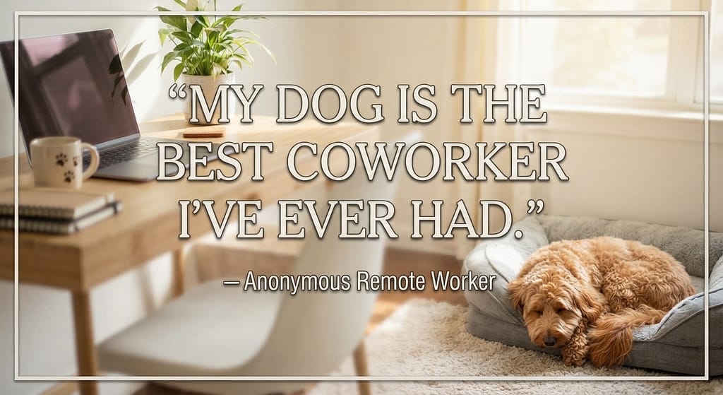 Quote graphic "My dog is the best coworker I've ever had."