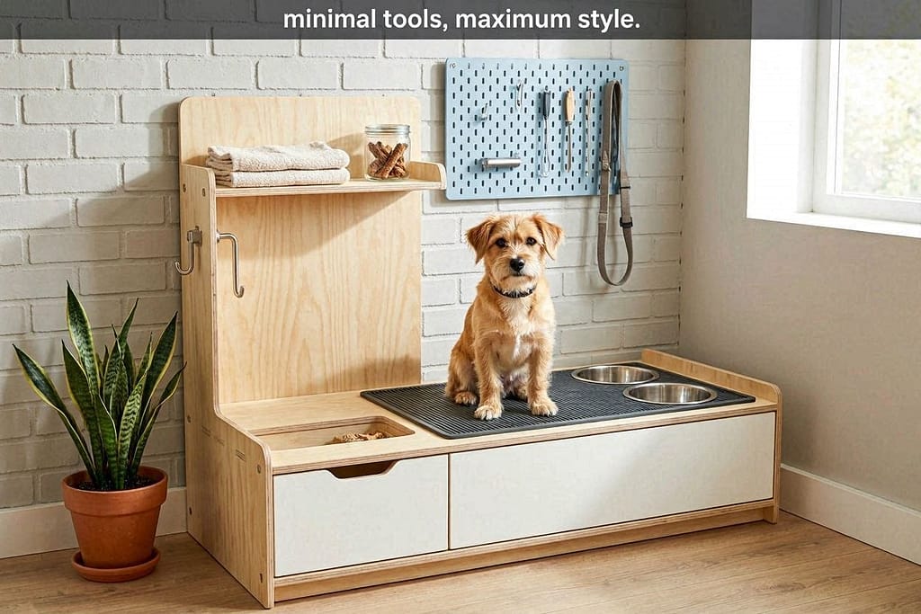 Compact, stylish IKEA-based station. Text: "Minimal tools, maximum style."