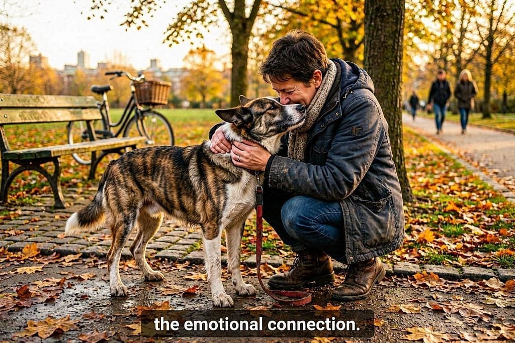 Dog finding owner hiding, emotional reunion.